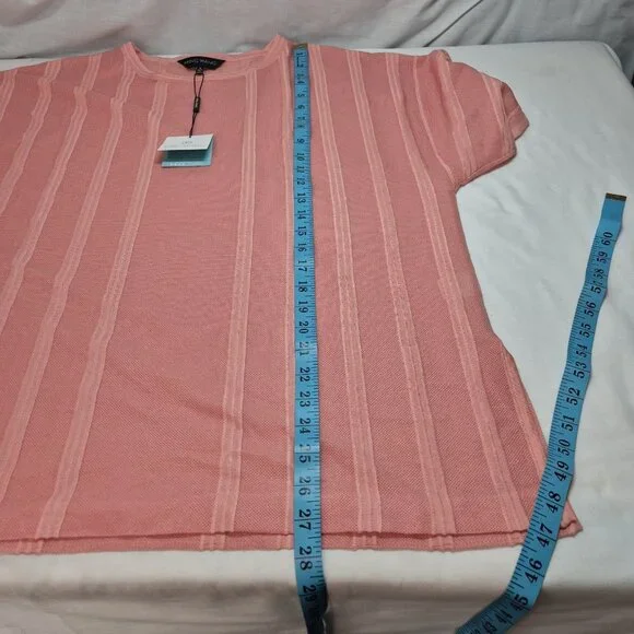 Ming Wang Women's Size S Dolman Sleeve Knit Tunic Orange Burst Tonal Stripes (63 - Picture 9 of 11